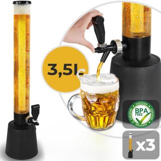 JAGO Výčap na Pivo, 3ks Pivná Veža 3,5L 90cm s kohútikom + 3 ks zásobník na Ľad