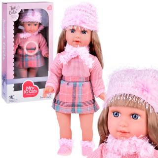 JOKO Bábika Kate s Dlhými Vlasmi s čiapkou a šálom 42cm, hovorí po anglicky, ružová