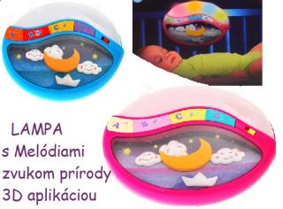 JOKO Detská lampa s hudbou, modrá (melódie, zvuky prírody,3D)