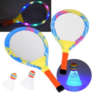 JOKO Detské Badmintonové Rakety s LED svetlom + košík s LED svetlom