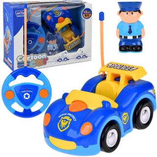 JOKO Detské RC Policajné autíčko so zvukom na diaľkové olvádanie, pre najmenších 18m+, modré