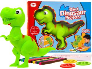 JOKO Detský projektor Dinosarus T-REX + fixy, zelený