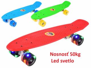 JOKO, Detský Skateboard s LED svetlom, nosnosť 50kg