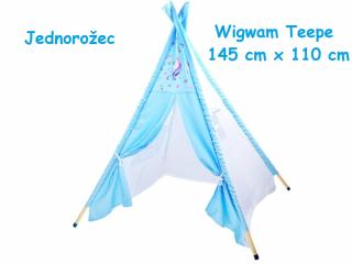 JOKO Detský stan Teepe Wigwam Jednorožec 145cm, modrý
