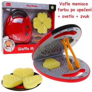 JOKO Detský Vaflovač Gofrovač na batérie so zvukom a svetlom + vafle meniace farbu, červený