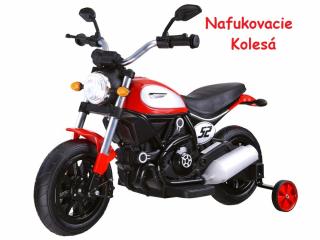 JOKO Elektrická motorka s nafukovacími kolesami Street Bob, MP3, USB, červená