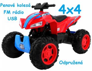 JOKO Elektrická štvorkolka Sport Run 4x4, penové kolesá, FM rádio, červená