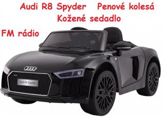 JOKO Elektrické autíčko Audi R8 Spyder, Lakované, kožené sedadlo, penové kolesá, FM rádio, odpružené, čierne