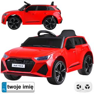JOKO Elektrické autíčko AUDI RS 6, penové kolesá, kožené sedadlo, USB a MP3 vstup, červené