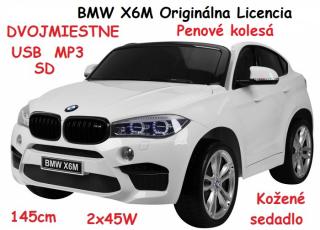 JOKO Elektrické autíčko BMW X6M XXL 2x120W, Dvojmiestne, penové kolesá, kožené sedadlo, USB, nosnosť 50kg, biele