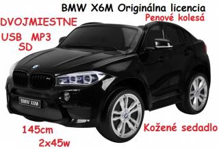 JOKO Elektrické autíčko BMW X6M XXL 2x120W, Dvojmiestne, penové kolesá, kožené sedadlo, USB, nosnosť 50kg, čierne