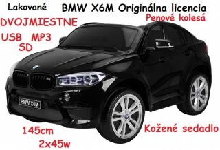 JOKO Elektrické autíčko BMW X6M XXL 2x120W, LAKOVANÉ, Dvojmiestne, penové kolesá, kožené sedadlo, USB, nosnosť 50kg, čierne