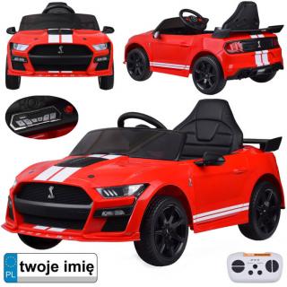 JOKO Elektrické Autíčko Ford Mustang Shelby GT500, penové kolesá, kožené sedadlo, FM Rádio, červené