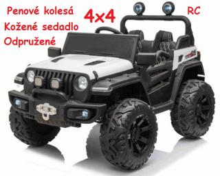 JOKO Elektrické autíčko Jeep 4x4 Master Of Terain, penové kolesá, kožené sedadlo, biele