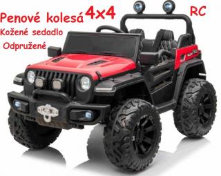 JOKO Elektrické autíčko Jeep 4x4 Master Of Terain, penové kolesá, kožené sedadlo, červené