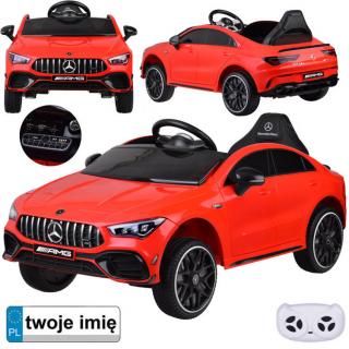 JOKO Elektrické Autíčko Mercedes AMG CLA 45s 4x4, penové kolesá, kožené sedadlo, Efekt HOJDANIA, červené