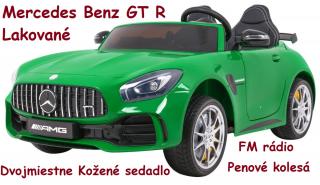 JOKO Elektrické autíčko Mercedes-Benz GT R 4x4, LAKOVANÉ, Dvojmiestne, Penové kolesá, kožené sedadlo, FM rádio, zelené