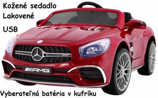 JOKO Elektrické autíčko Mercedes SL65 AMG, Lakované, penové kolesá, kožené sedadlo, USB, červené