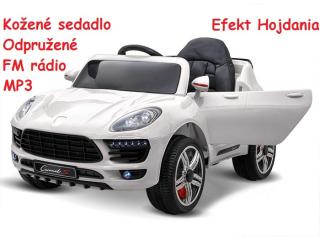 JOKO Elektrické autíčko SPORT, FM rádio, Kožené sedadlo, Penové kolesá, Odpružené, Efekt hojdania, biele
