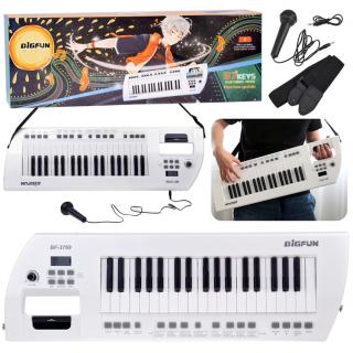 JOKO Elektrické klávesy s popruhom a mikrofónom, USB vstup a funkcia Nahrávania, biele