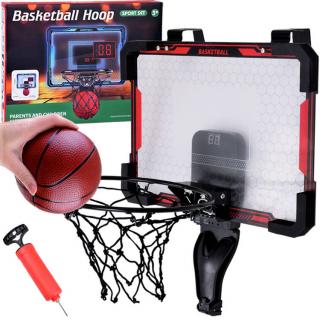 JOKO Elektronický Basketbalový Kôš na dvere s počítaldom, LED podsvietením a hudbou + Lopta a pumpa
