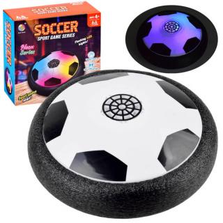 JOKO Hoverball Lietajúca futbalová lopta do izby s LED svetlom na batérie 19cm, čierno-biela