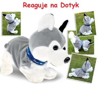 JOKO Interaktívny psík na batérie na dotyk, Husky, sivý