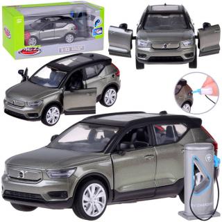 JOKO Kovové autíčko Elektrické Volvo Electric Crossover Volvo XC40 so svetlom a zvukom + Nabíjacia stanica, sivé