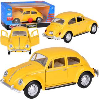 JOKO Kovové Auto Volkswagen Classical Beetle 1967 1:36 so svetlom a zvukom + otváracie dvere, žlté