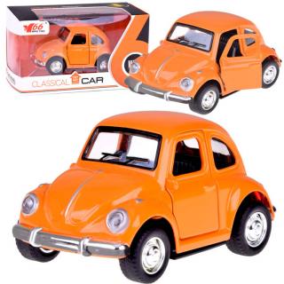 JOKO Kovový Model AUTO Volkswagen Beetle so svetlom a zvukom + otváracie dvere, oranžové