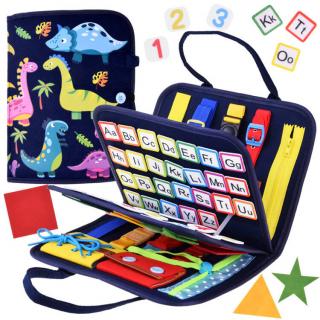 JOKO Montessori Látková Vzdelávacia Kniha pre deti so zipsom, šnúrkami, gombíkami + Abeceda a Čísla