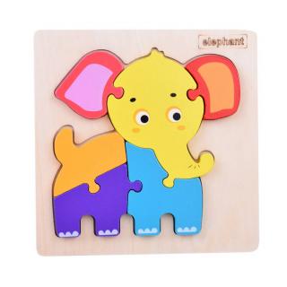 JOKO Montessori Senzorické Drevené 3D Puzzle Slon