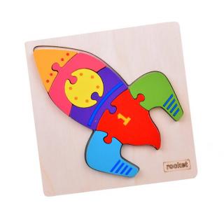 JOKO Montessori Senzorické Drevené 3D Puzzle Vesmírna Raketa