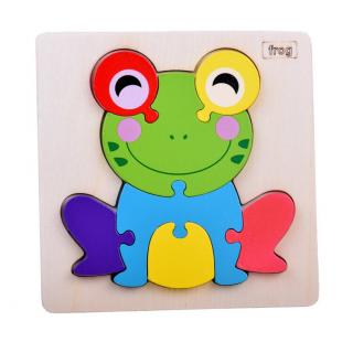 JOKO Montessori Senzorické Drevené 3D Puzzle Žabka