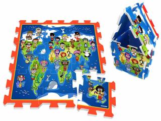JOKO Penové Puzzle Mapa Sveta 9ks 31cm x 31cm
