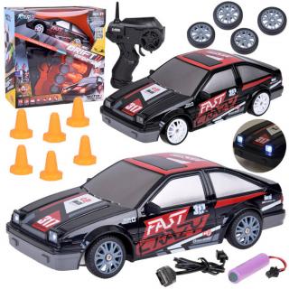 JOKO RC Pretekárske Rýchle Auto s Driftom a svetlom, rýchlosť 15 km/h, na diaľkové ovládanie, čierne
