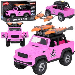 JOKO Ružové Auto Jeep OFF Road so Surfovacími Doskami, so zvukom