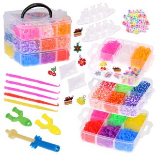 JOKO Sada Gumičky Loom Band na výrobu náramkov, náhrdelníkov 4500ks + púzdro + korálky + prívesky