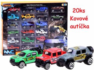 JOKO Sada kovových autíčok 20ks, terénne autíčka, pick up