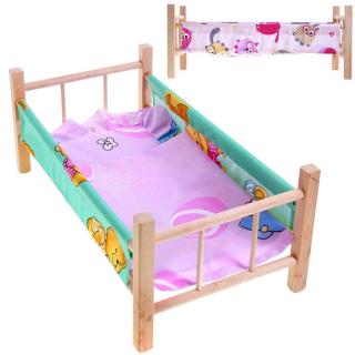 Malimas Drevená Postieľka pre bábiky 50cm s príslušenstvom