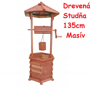 MKSTOR Drevená studňa do záhrady dekoračná 135cm, masív ST2