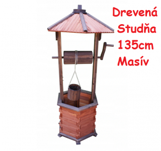 MKSTOR Drevená studňa do záhrady dekoračná 135cm, masív ST21