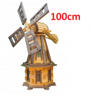 MKSTOR Drevený veterný mlyn záhradný otočný dekoračný 100cm 