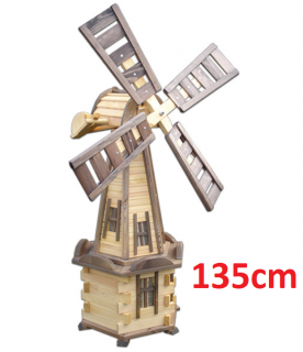MKSTOR Drevený veterný mlyn záhradný otočný dekoračný 135cm, W52