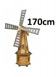 MKSTOR Drevený veterný mlyn záhradný otočný dekoračný 170cm