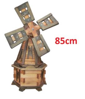 MKSTOR Drevený veterný mlyn záhradný  otočný dekoračný 85cm, jelša + palisander
