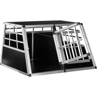 PETSTUFF Klietka pre Psa, mačku do Auta, Hliníkový Prepravný Box + priečka, prepravka 89x69x50cm, strieborná a čierna