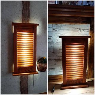 RETRO Drevená lampa okenica, dekoračná 65cm