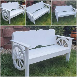 RETRO Drevená lavica s kolesami 134cm, biela