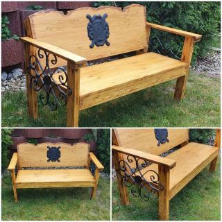 RETRO Drevená lavica s kovaním 130cm
